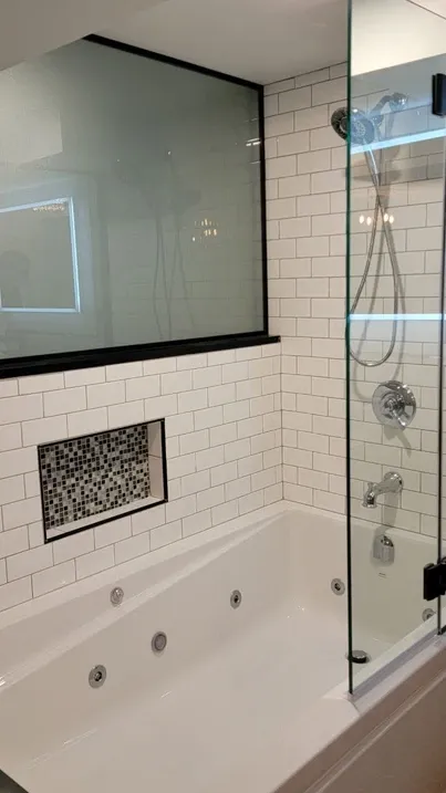 photo of a shower in the Marshal basement, designed and built by KMA Building in Winnipeg, MB